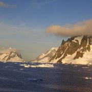 Glacier-covered mountains south of the Lemaire Channel