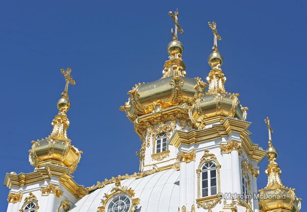 Gilded finials atop the Peterhof Palace, St Petersburg, Russia