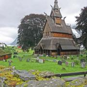 Overcast sky has helped to intensify the richness of this ancient church, Lom, near Fossheim, Norway