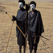 Maasai boys in the process of being initiated as warriors, Serengeti, Tanzania