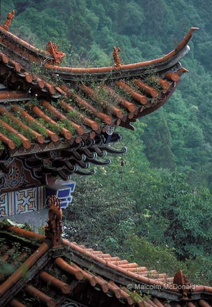 Roof detail of mountain-side pagoda, Kunming, Yunnan Provence, China